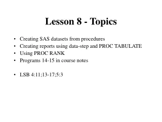 Lesson 8 - Topics