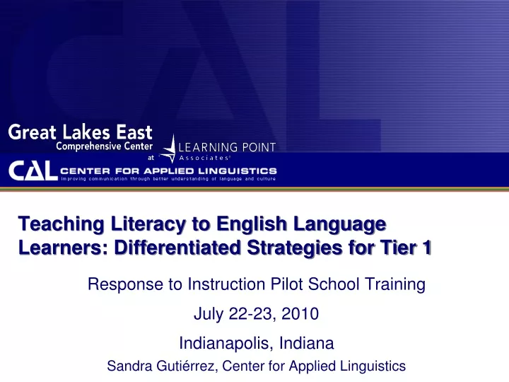 teaching literacy to english language learners differentiated strategies for tier 1