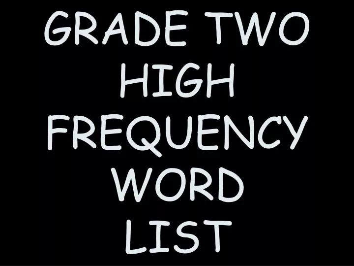 grade two high frequency word list