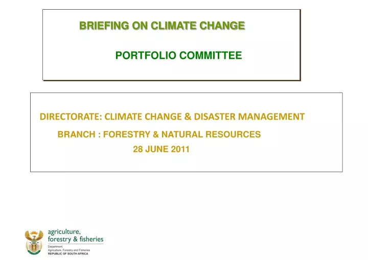 briefing on climate change portfolio committee