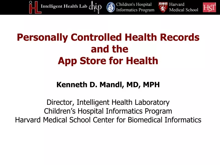 personally controlled health records and the app store for health