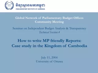 Global Network of Parliamentary Budget Offices  Community Meeting