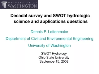 Decadal survey and SWOT hydrologic science and applications questions