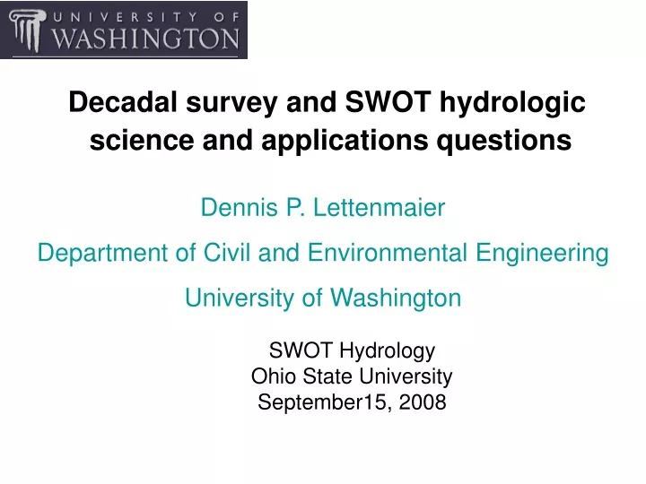 decadal survey and swot hydrologic science