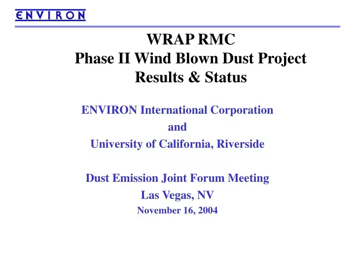 wrap rmc phase ii wind blown dust project results status