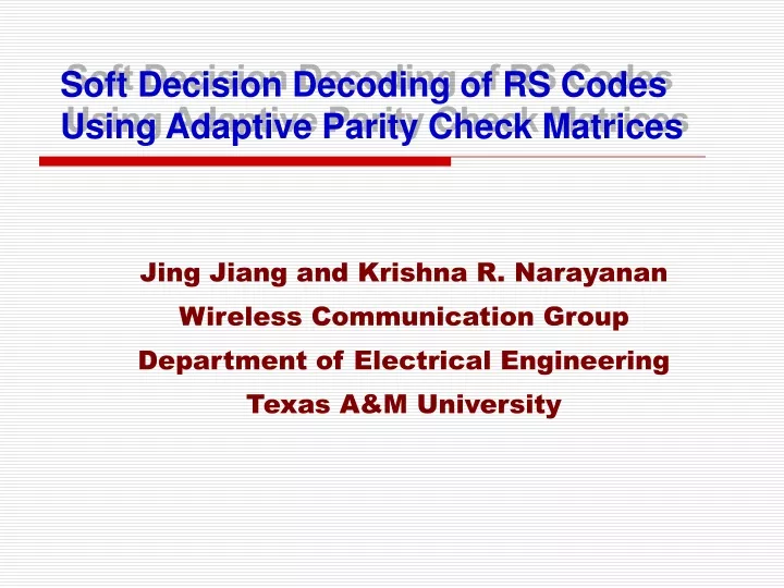 soft decision decoding of rs codes using adaptive parity check matrices