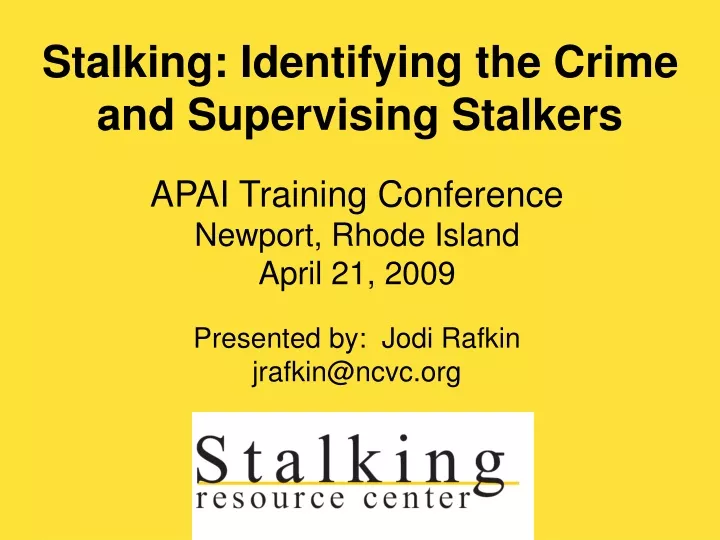 stalking identifying the crime and supervising stalkers