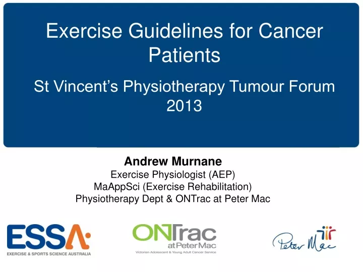 exercise guidelines for cancer patients