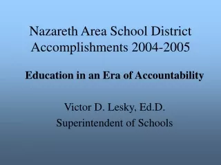 Nazareth Area School District Accomplishments 2004-2005
