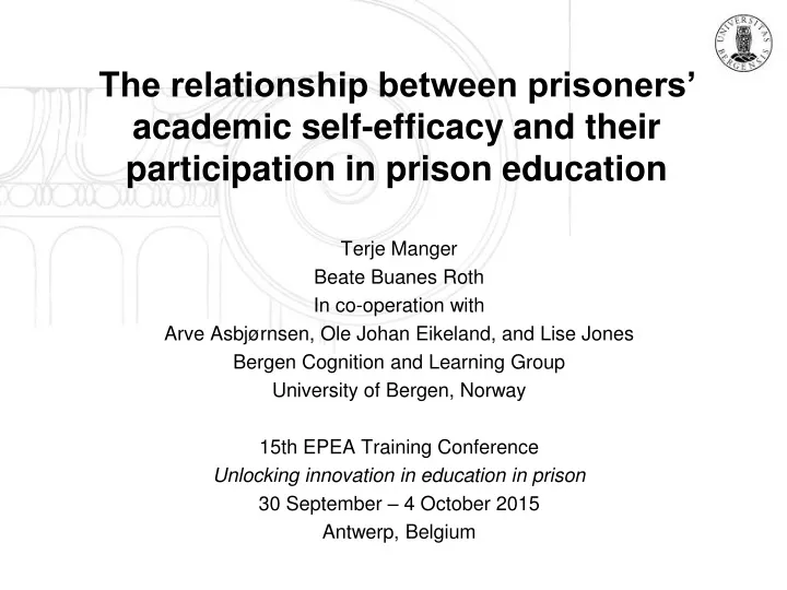 the relationship between prisoners academic self