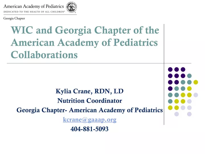 wic and georgia chapter of the american academy of pediatrics collaborations