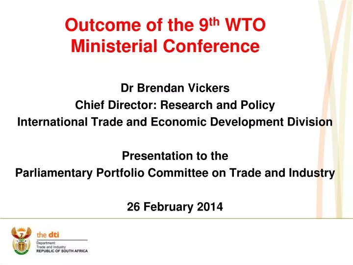 outcome of the 9 th wto ministerial conference