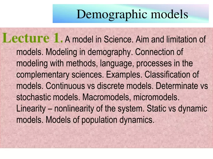 demographic models