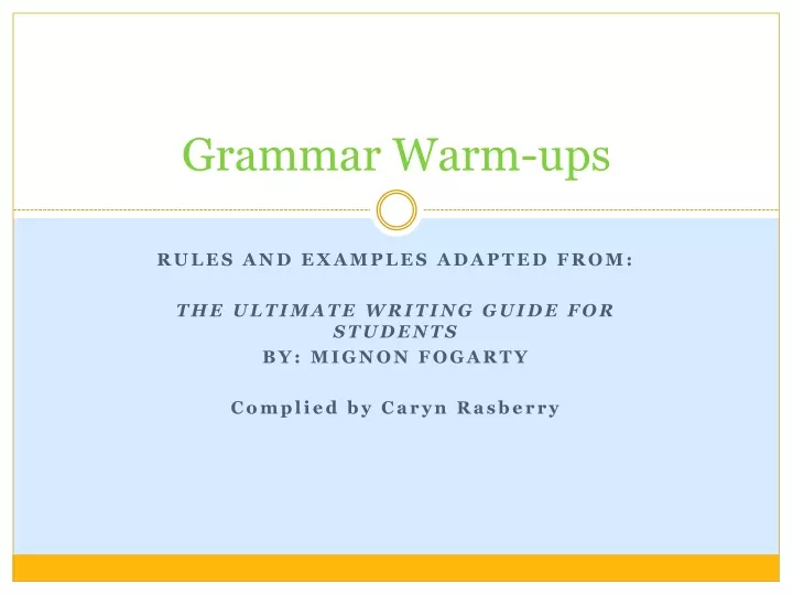 grammar warm ups