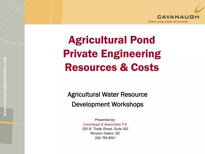 agricultural pond private engineering resources costs