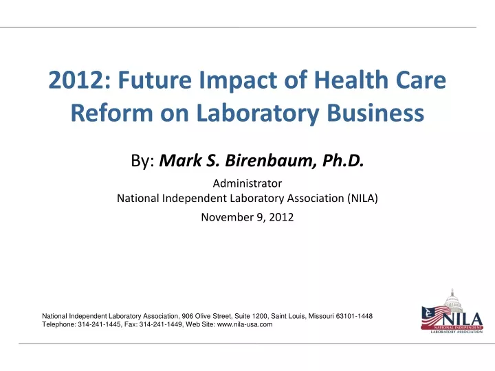 2012 future impact of health care reform on laboratory business