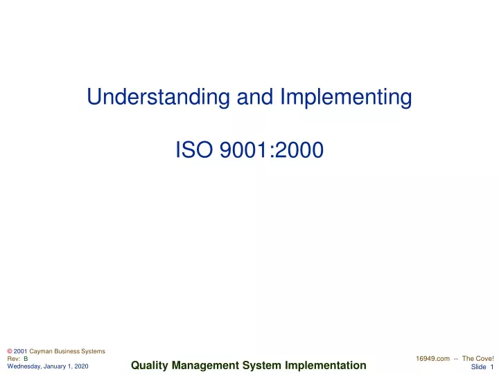 understanding and implementing iso 9001 2000
