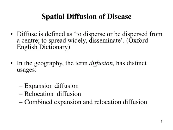 spatial diffusion of disease