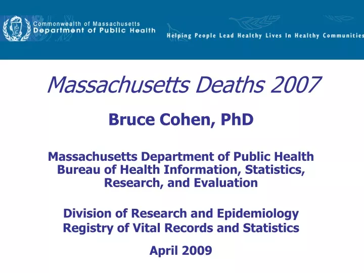 massachusetts deaths 2007