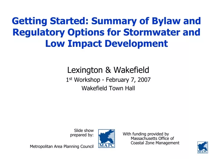 getting started summary of bylaw and regulatory options for stormwater and low impact development