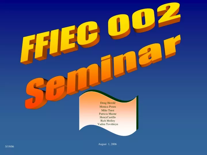 ffiec 002 seminar