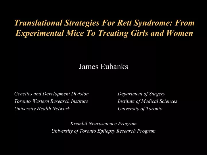 translational strategies for rett syndrome from experimental mice to treating girls and women