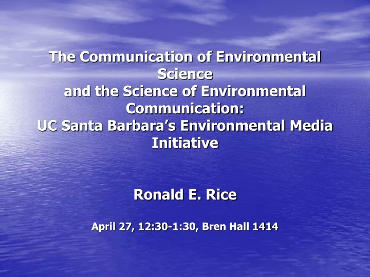 the communication of environmental science