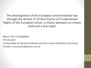 A. Introduction B. The development of the European Environmental Law (EEL)