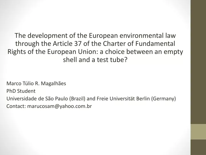 the development of the european environmental