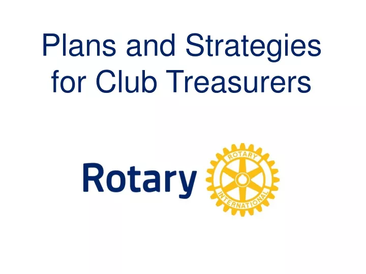 plans and strategies for club treasurers