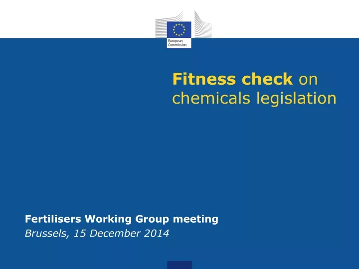 fitness check on chemicals legislation