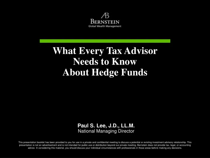 what every tax advisor needs to know about hedge