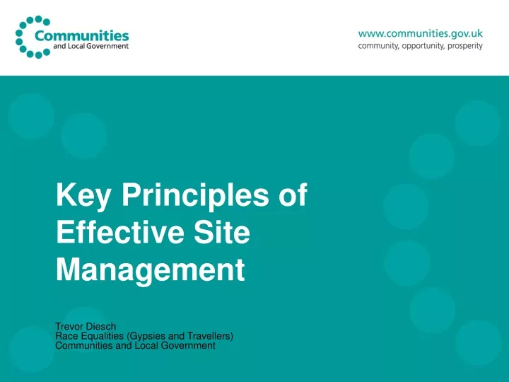 key principles of effective site management