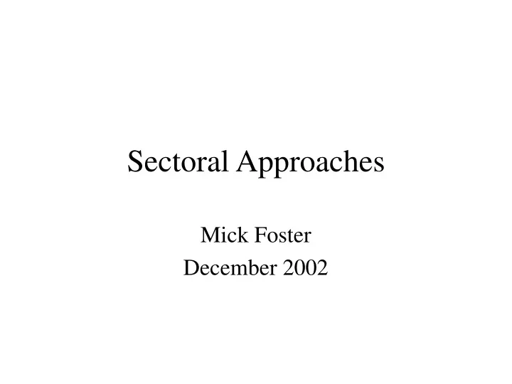 sectoral approaches