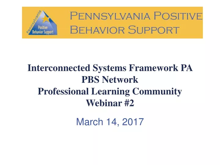 interconnected systems framework pa pbs network professional learning community webinar 2