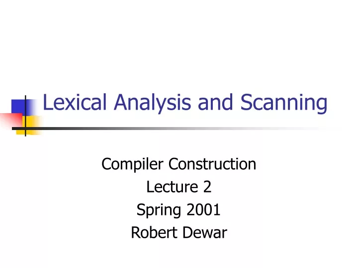 lexical analysis and scanning
