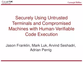 Securely Using Untrusted Terminals and Compromised Machines with Human-Verifiable Code Execution