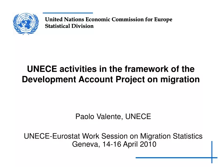 unece activities in the framework of the development account project on migration