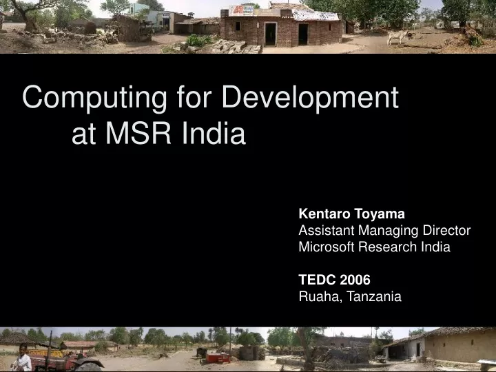 computing for development at msr india