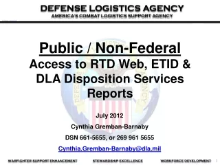 Public / Non-Federal Access to RTD Web, ETID &amp; DLA Disposition Services Reports