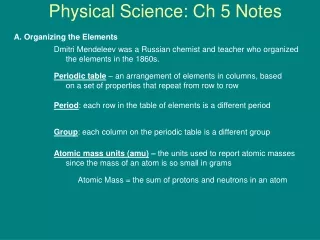 Physical Science: Ch 5 Notes