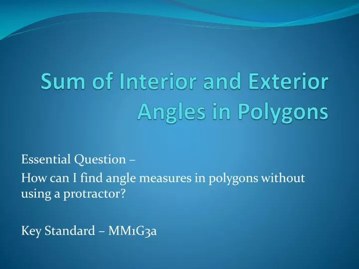 sum of interior and exterior angles in polygons