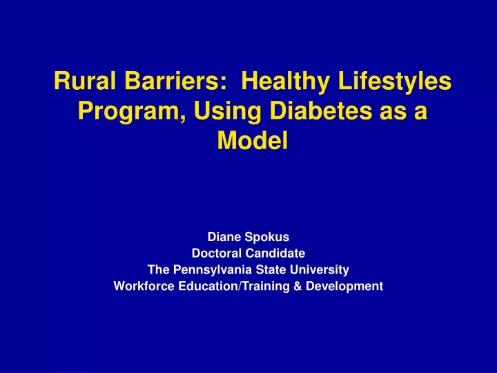 rural barriers healthy lifestyles program using diabetes as a model