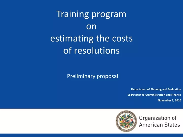 training program on estimating the costs