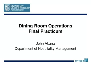 Dining Room Operations Final Practicum