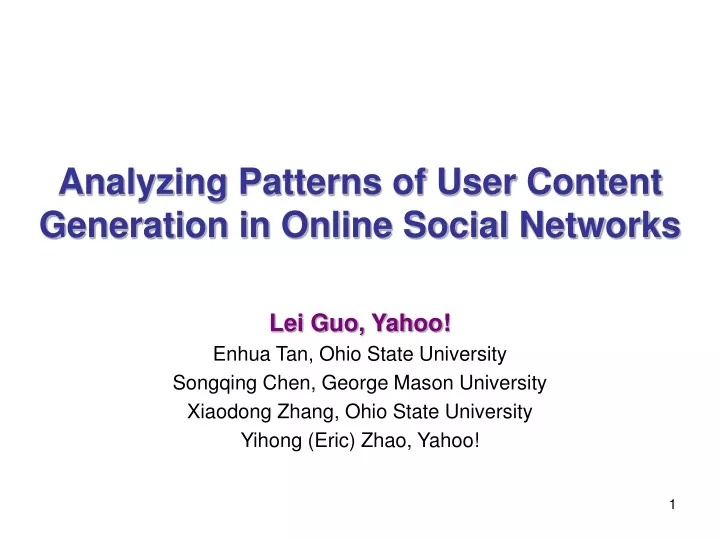 analyzing patterns of user content generation in online social networks