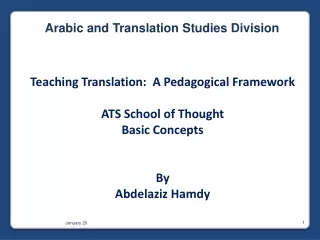 Teaching Translation:  A Pedagogical Framework ATS  School of  Thought Basic Concepts By