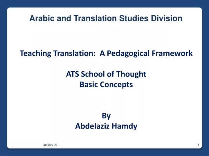 arabic and translation studies division