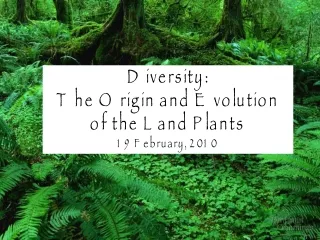 Diversity: The Origin and Evolution  of the Land Plants 19 February, 2010