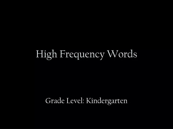 high frequency words